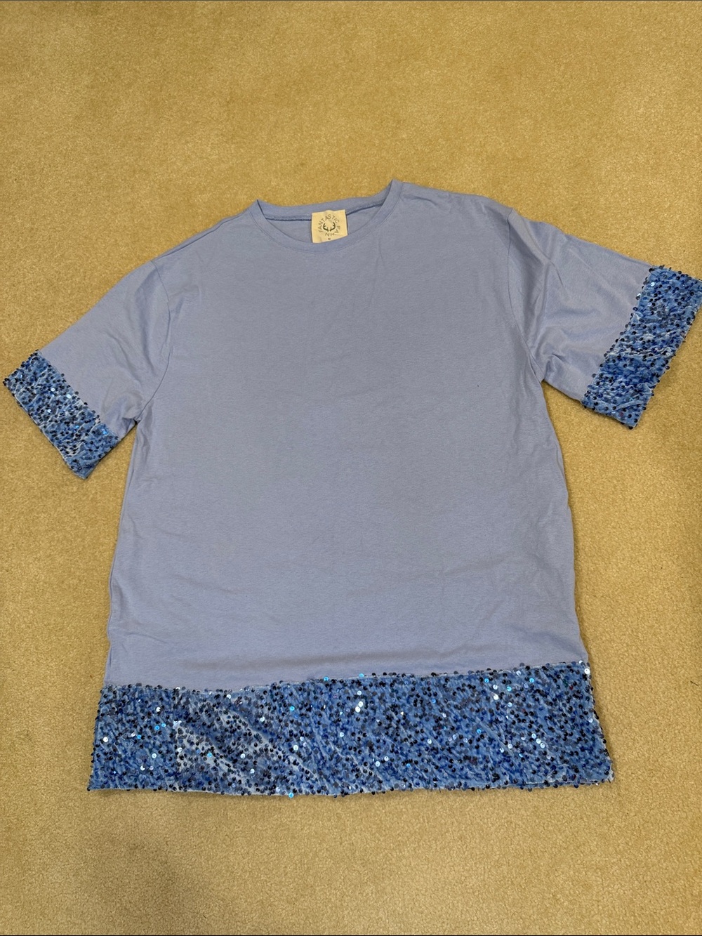 Periwinkle Sequin Trim Cotton Dress